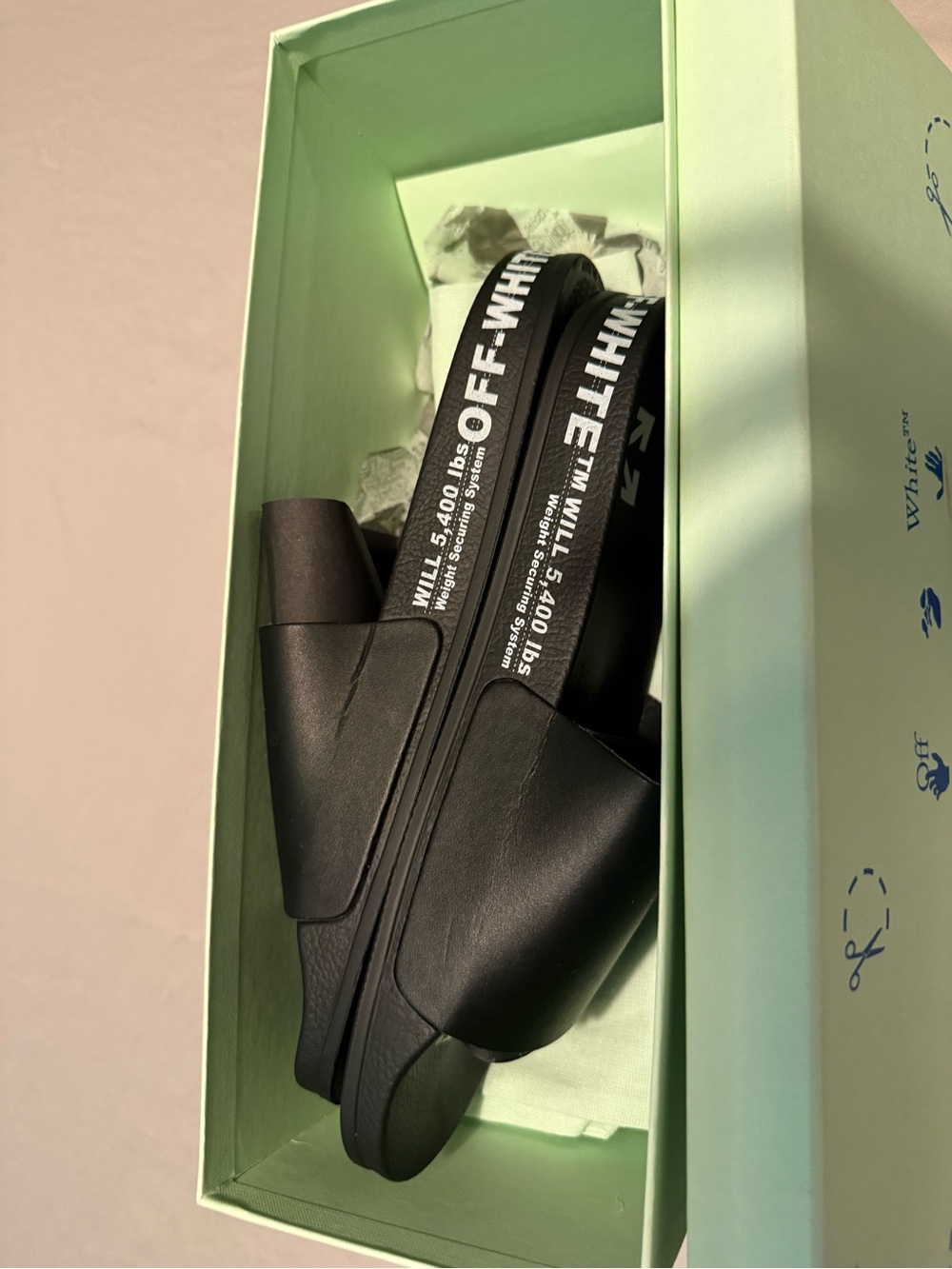 NIB Off-White Black and White Industrial Strap Slide Sandals